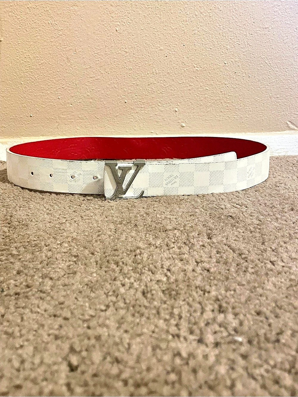 Louis Vuitton LV Initiales 40mm Reversible Belt White & Red